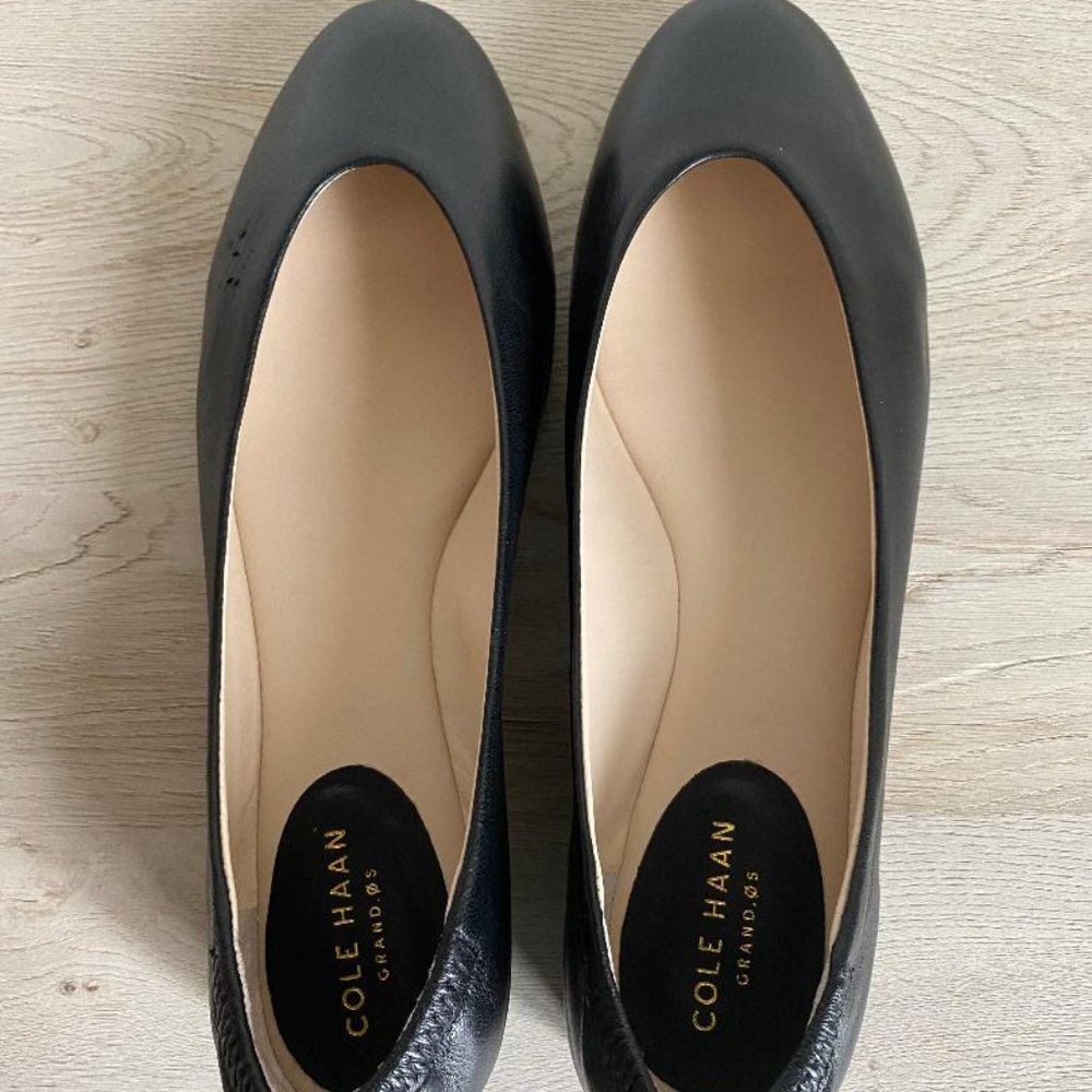 Cole Haan Grand OS Black Leather Ballet Flats